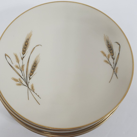 Fine Arts China Golden Harvest Bread Plates Set of 8 Cream Gold Trim  6.75 inch - Picture 2 of 6